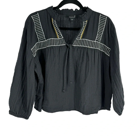 Broadway 38 boho embroidered gauzy top large - Picture 1 of 5